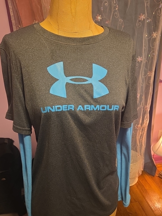 Under Armour Other - Under Armour Black Tee with Blue Logo and Text